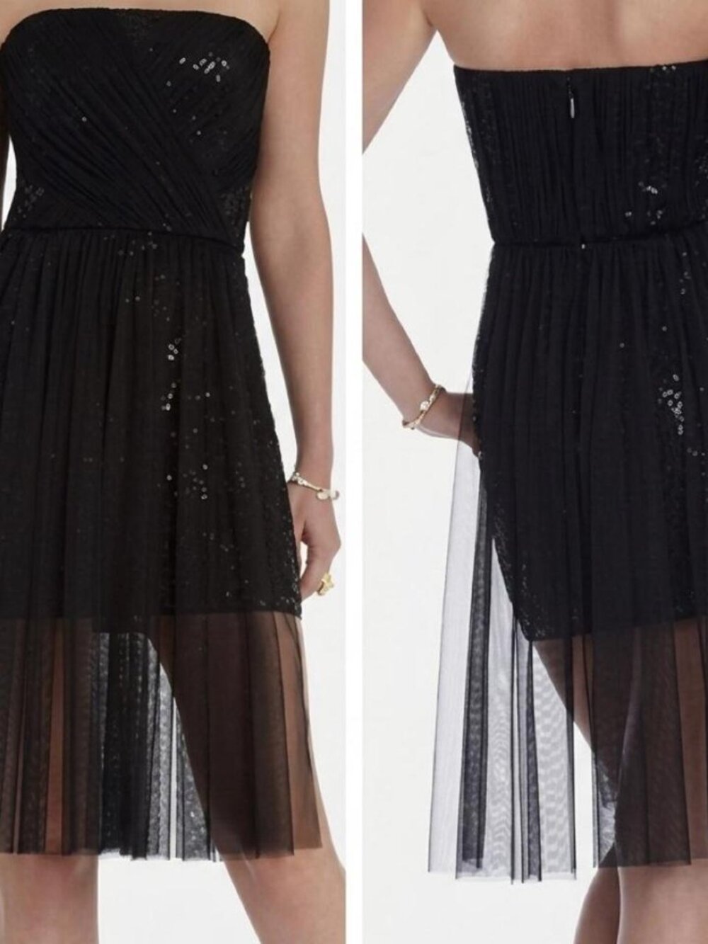 BCBGMAXAXRIA| sequin mini dress with sheer tulle overlay